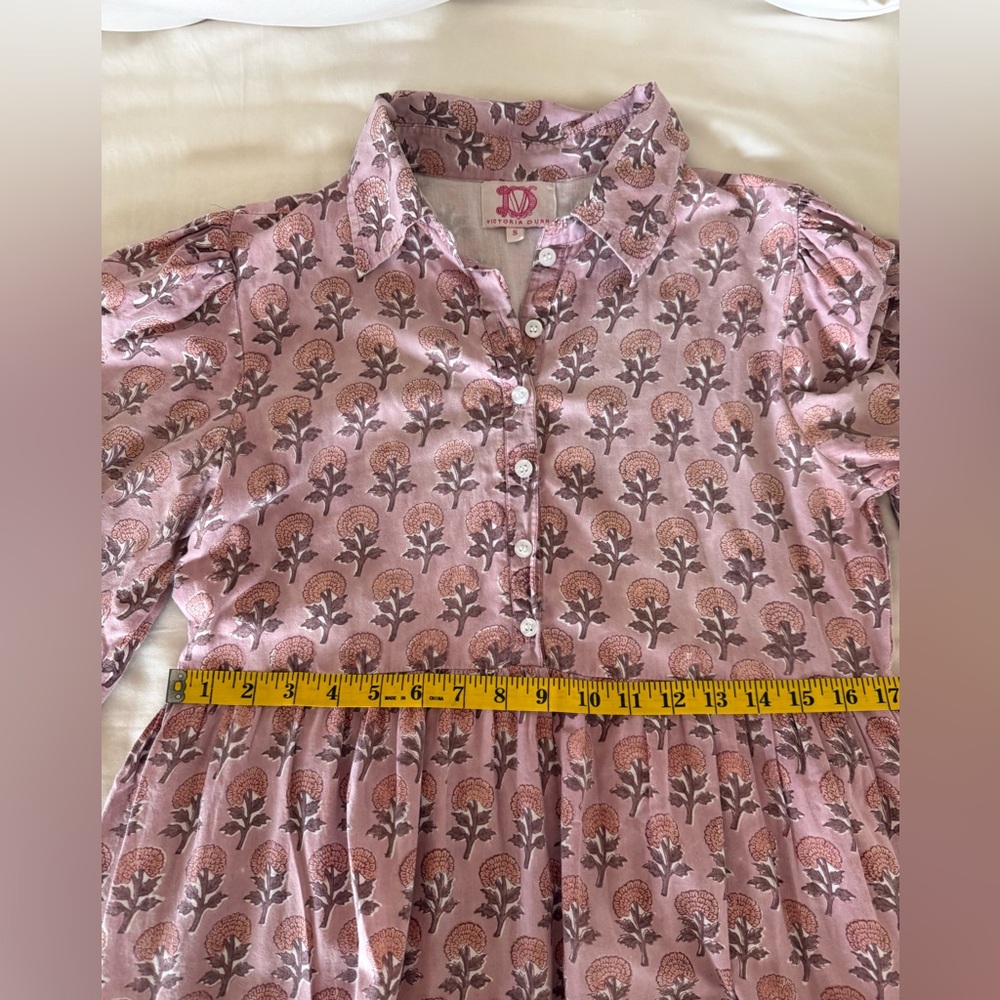 Victoria Dunn Hand Block Printed Tiered Maxi Cotton Dress, Lined, Small, Pink - Picture 8 of 9
